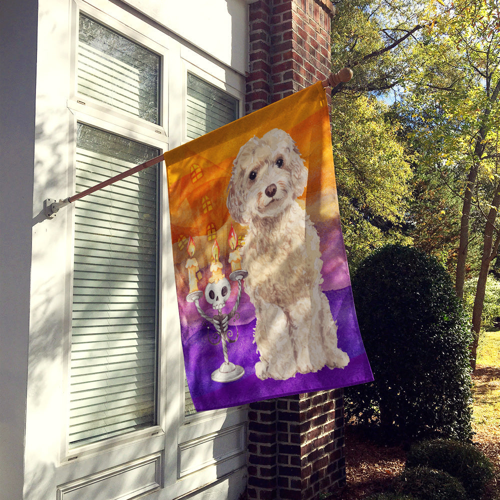Halloween Champagne Cockapoo House Flag 28x40 Porch Sleeve Pole Decorative Outside Yard Banner Artwork Wall Hanging, Polyester