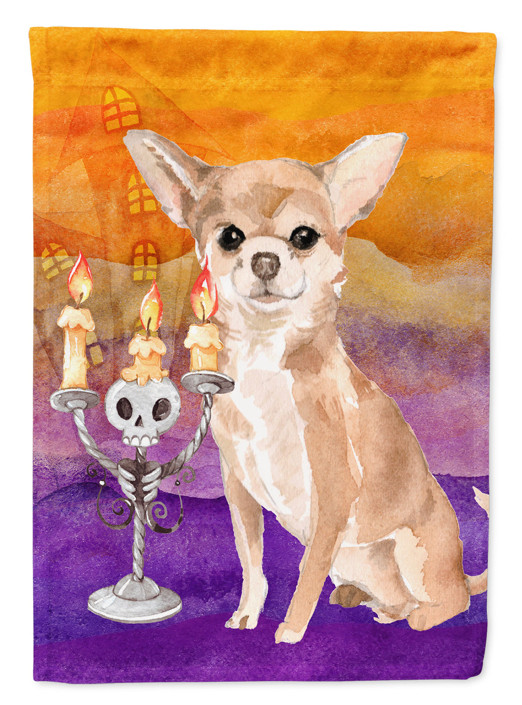 Halloween Chihuahua House Flag 28x40 Porch Sleeve Pole Decorative Outside Yard Banner Artwork Wall Hanging, Polyester