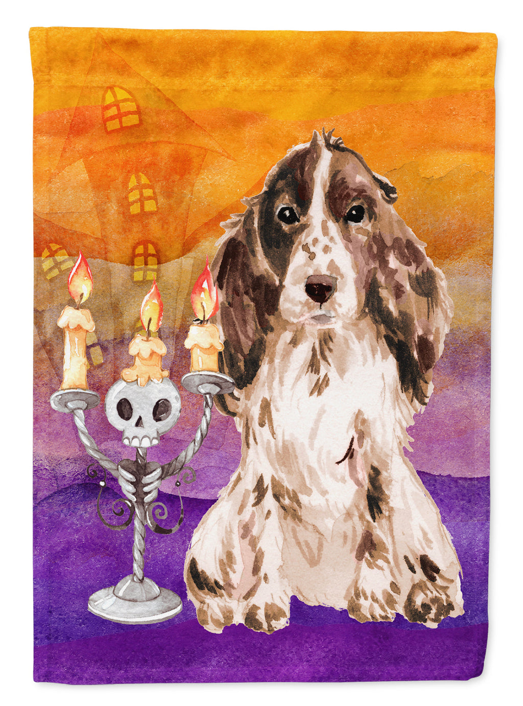 Halloween Chocolate Parti Cocker Spaniel House Flag 28x40 Porch Sleeve Pole Decorative Outside Yard Banner Artwork Wall Hanging, Polyester