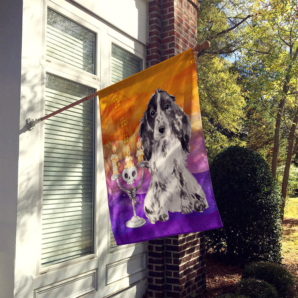 Halloween Black Parti Cocker Spaniel House Flag 28x40 Porch Sleeve Pole Decorative Outside Yard Banner Artwork Wall Hanging, Polyester