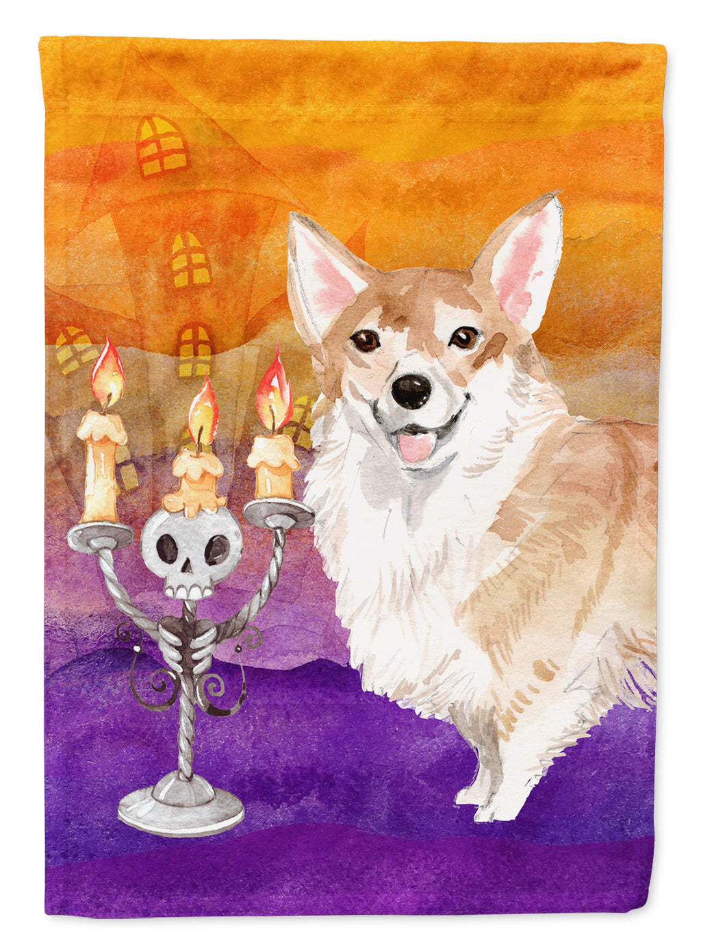 Halloween Corgi House Flag 28x40 Porch Sleeve Pole Decorative Outside Yard Banner Artwork Wall Hanging, Polyester