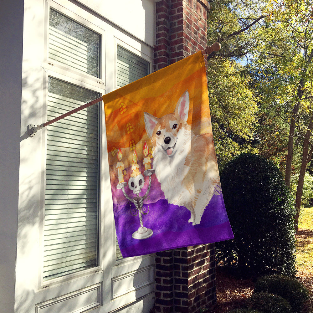 Halloween Corgi House Flag 28x40 Porch Sleeve Pole Decorative Outside Yard Banner Artwork Wall Hanging, Polyester