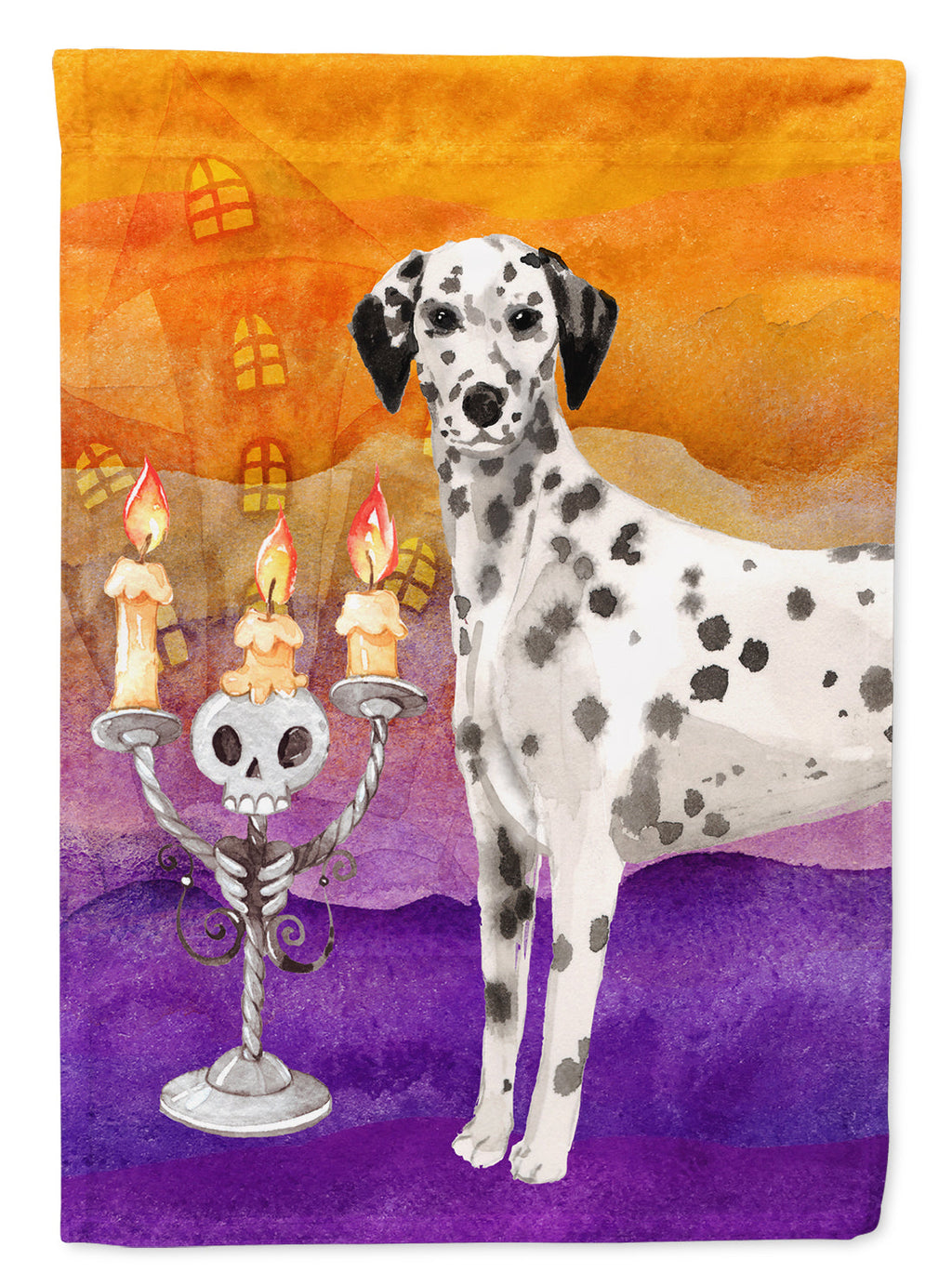 Halloween Dalmatian House Flag 28x40 Porch Sleeve Pole Decorative Outside Yard Banner Artwork Wall Hanging, Polyester