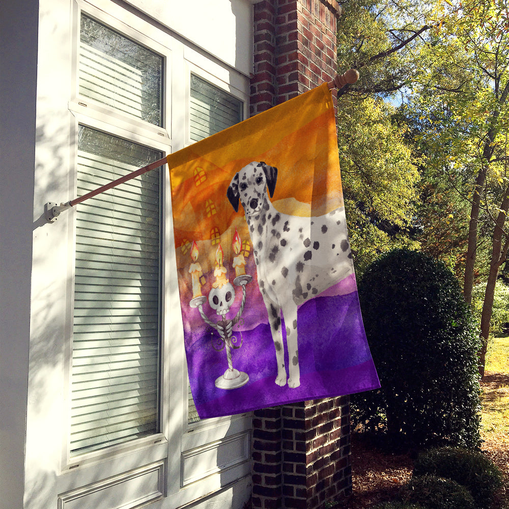 Halloween Dalmatian House Flag 28x40 Porch Sleeve Pole Decorative Outside Yard Banner Artwork Wall Hanging, Polyester