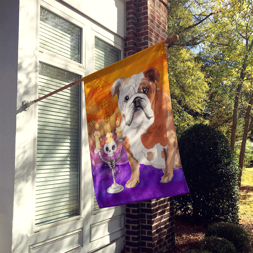 Halloween English Bulldog House Flag 28x40 Porch Sleeve Pole Decorative Outside Yard Banner Artwork Wall Hanging, Polyester