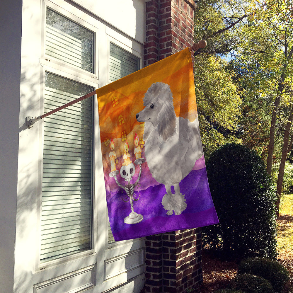Halloween Silver Poodle House Flag 28x40 Porch Sleeve Pole Decorative Outside Yard Banner Artwork Wall Hanging, Polyester