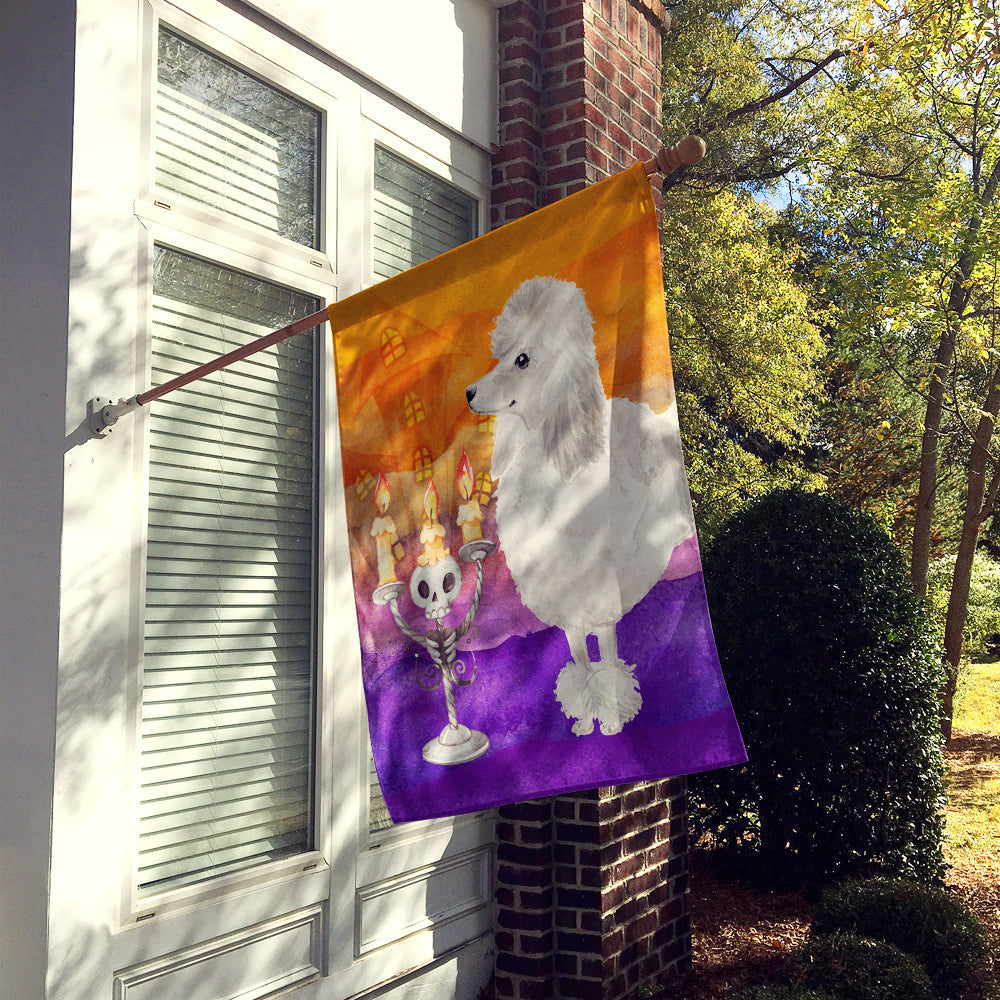 Halloween Silver Poodle House Flag 28x40 Porch Sleeve Pole Decorative Outside Yard Banner Artwork Wall Hanging, Polyester