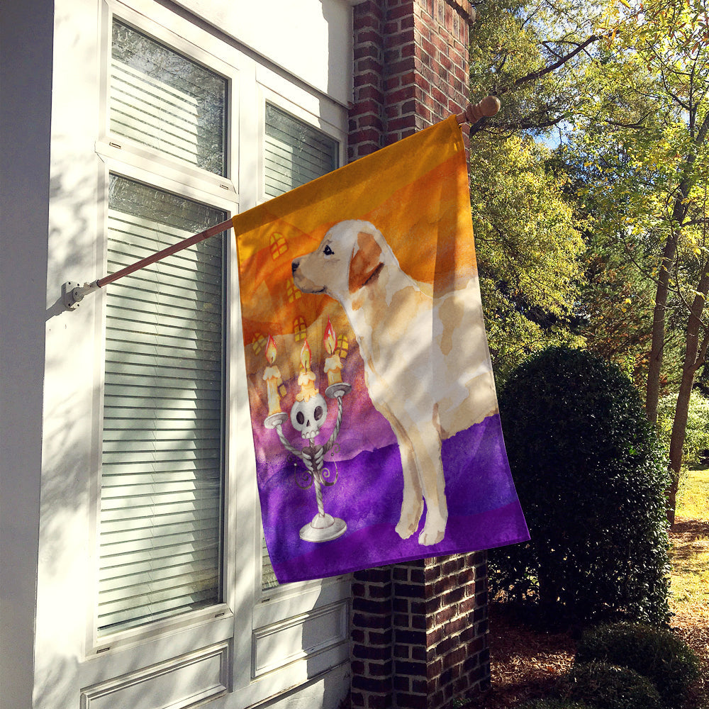 Halloween Labrador Retriever Yellow House Flag 28x40 Porch Sleeve Pole Decorative Outside Yard Banner Artwork Wall Hanging, Polyester