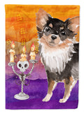 Halloween Long Haired Chihuahua House Flag 28x40 Porch Sleeve Pole Decorative Outside Yard Banner Artwork Wall Hanging, Polyester