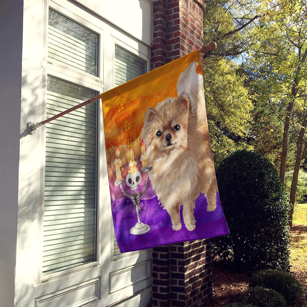 Halloween Pomeranian House Flag 28x40 Porch Sleeve Pole Decorative Outside Yard Banner Artwork Wall Hanging, Polyester