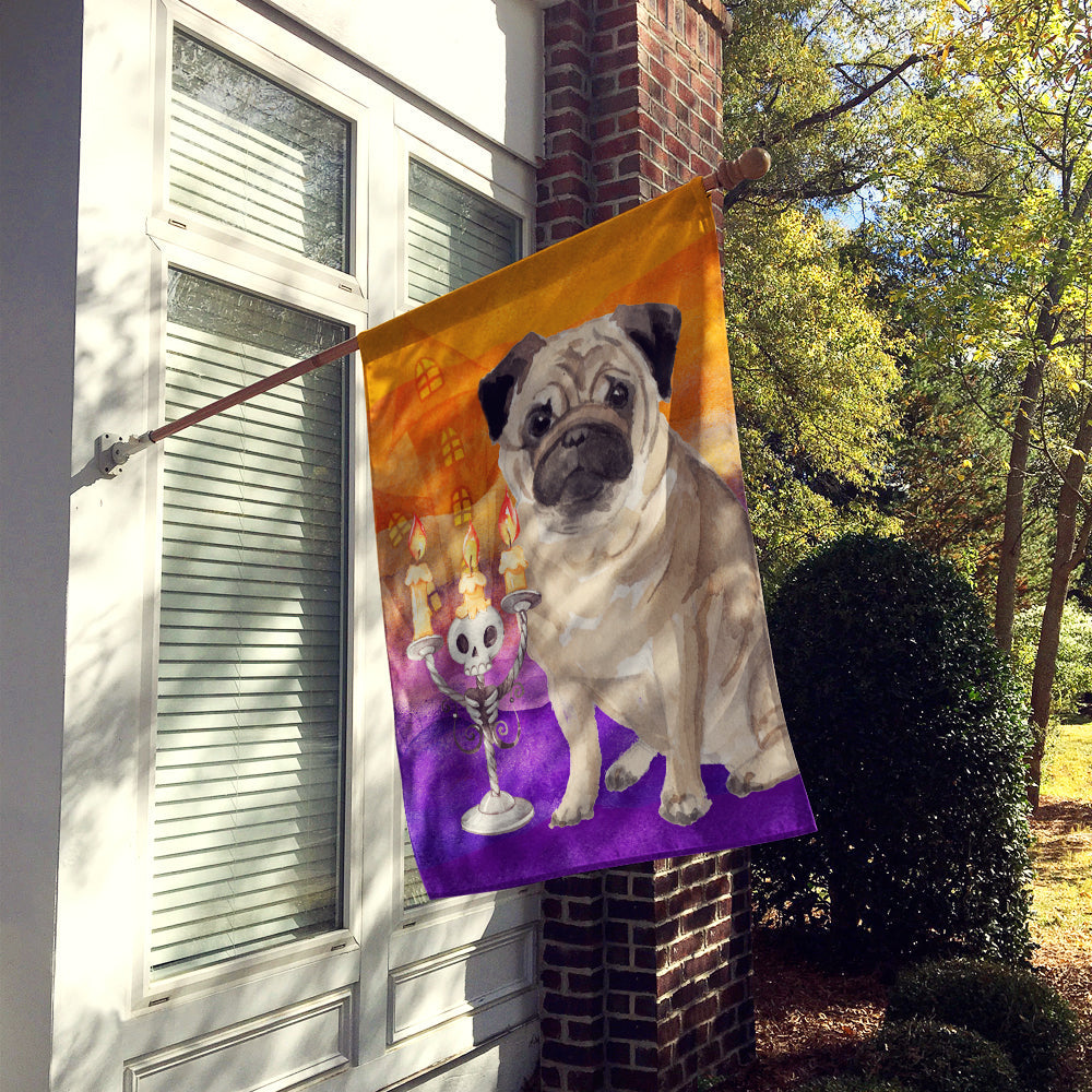 Halloween Pug House Flag 28x40 Porch Sleeve Pole Decorative Outside Yard Banner Artwork Wall Hanging, Polyester