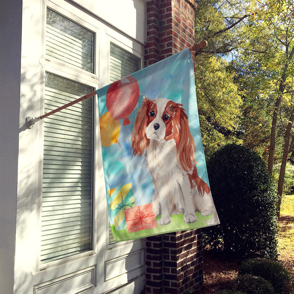 Happy Birthday Blenheim Cavalier Spaniel House Flag 28x40 Porch Sleeve Pole Decorative Outside Yard Banner Artwork Wall Hanging, Polyester