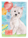 Happy Birthday Westie House Flag 28x40 Porch Sleeve Pole Decorative Outside Yard Banner Artwork Wall Hanging, Polyester