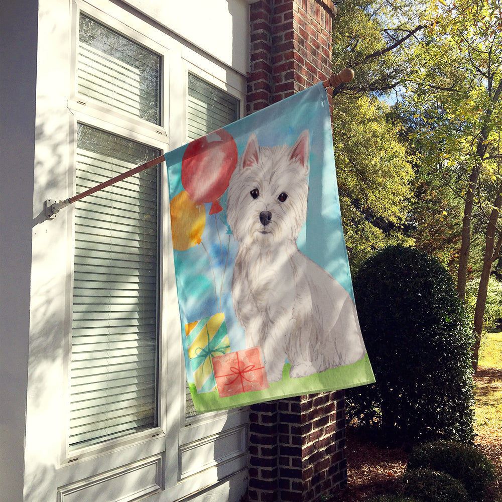 Happy Birthday Westie House Flag 28x40 Porch Sleeve Pole Decorative Outside Yard Banner Artwork Wall Hanging, Polyester