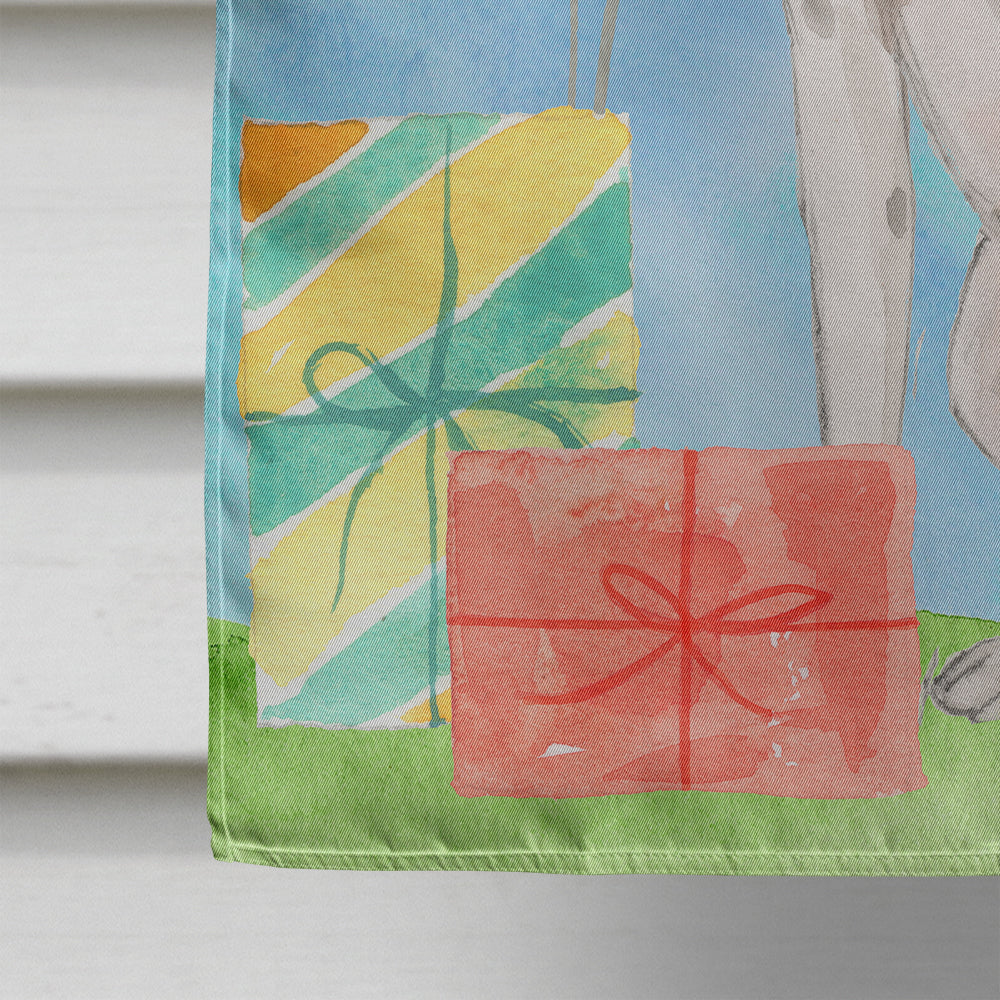 Happy Birthday White Staffordshire Bull Terrier House Flag 28x40 Porch Sleeve Pole Decorative Outside Yard Banner Artwork Wall Hanging, Polyester
