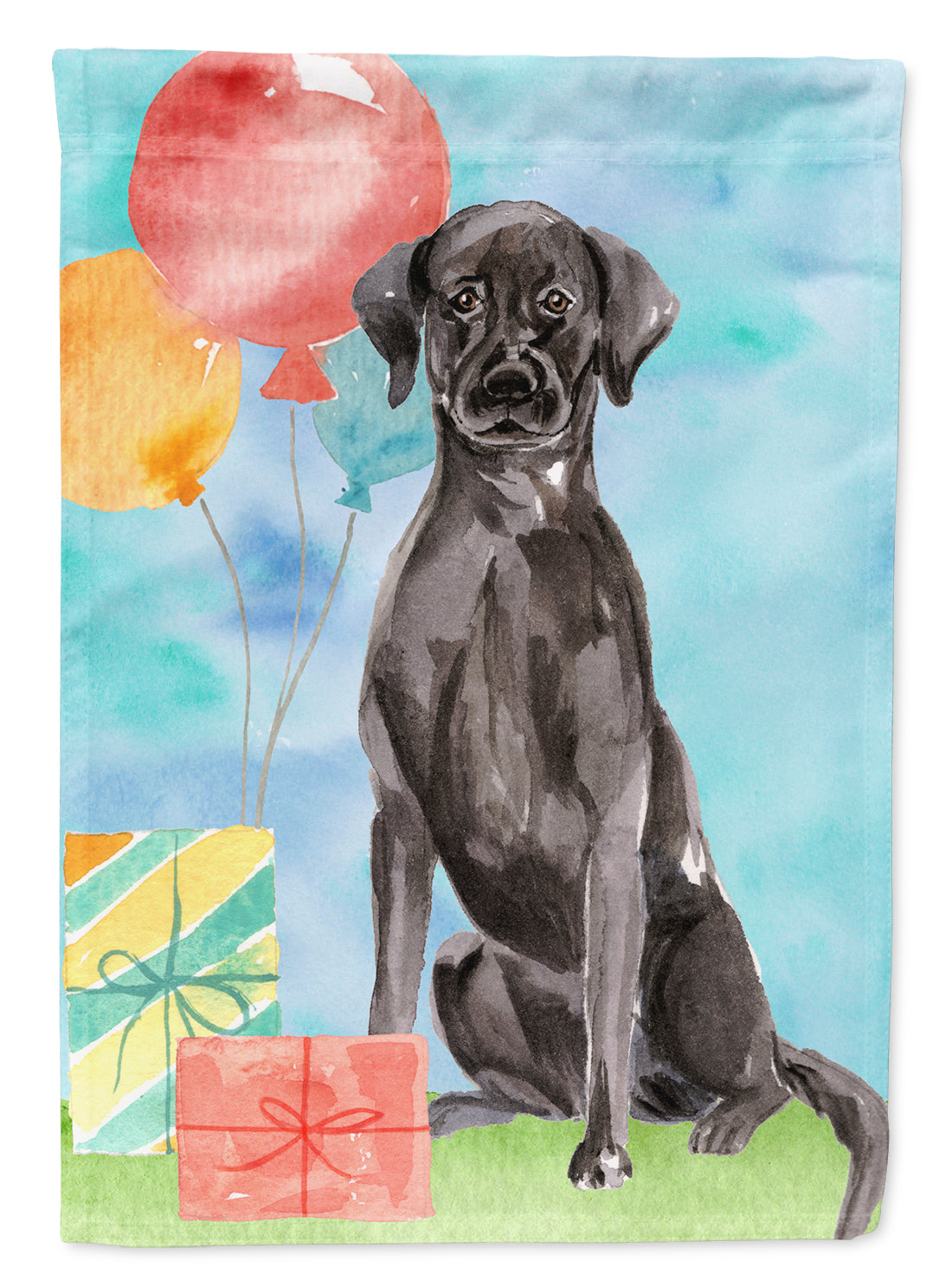 Happy Birthday Black Labrador Retriever House Flag 28x40 Porch Sleeve Pole Decorative Outside Yard Banner Artwork Wall Hanging, Polyester