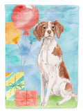 Happy Birthday Brittany Spaniel House Flag 28x40 Porch Sleeve Pole Decorative Outside Yard Banner Artwork Wall Hanging, Polyester