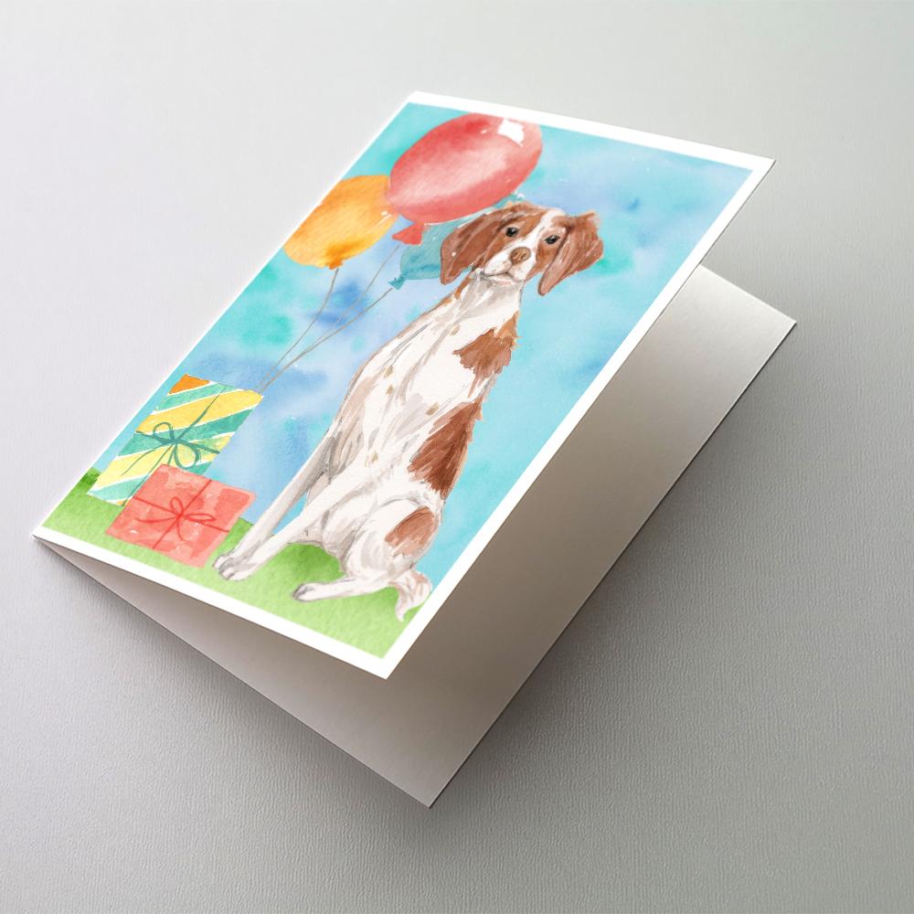 Happy Birthday Brittany Spaniel Greeting Cards Pack of 8 Blank Cards with Envelopes Whimsical A7 Size 5x7
