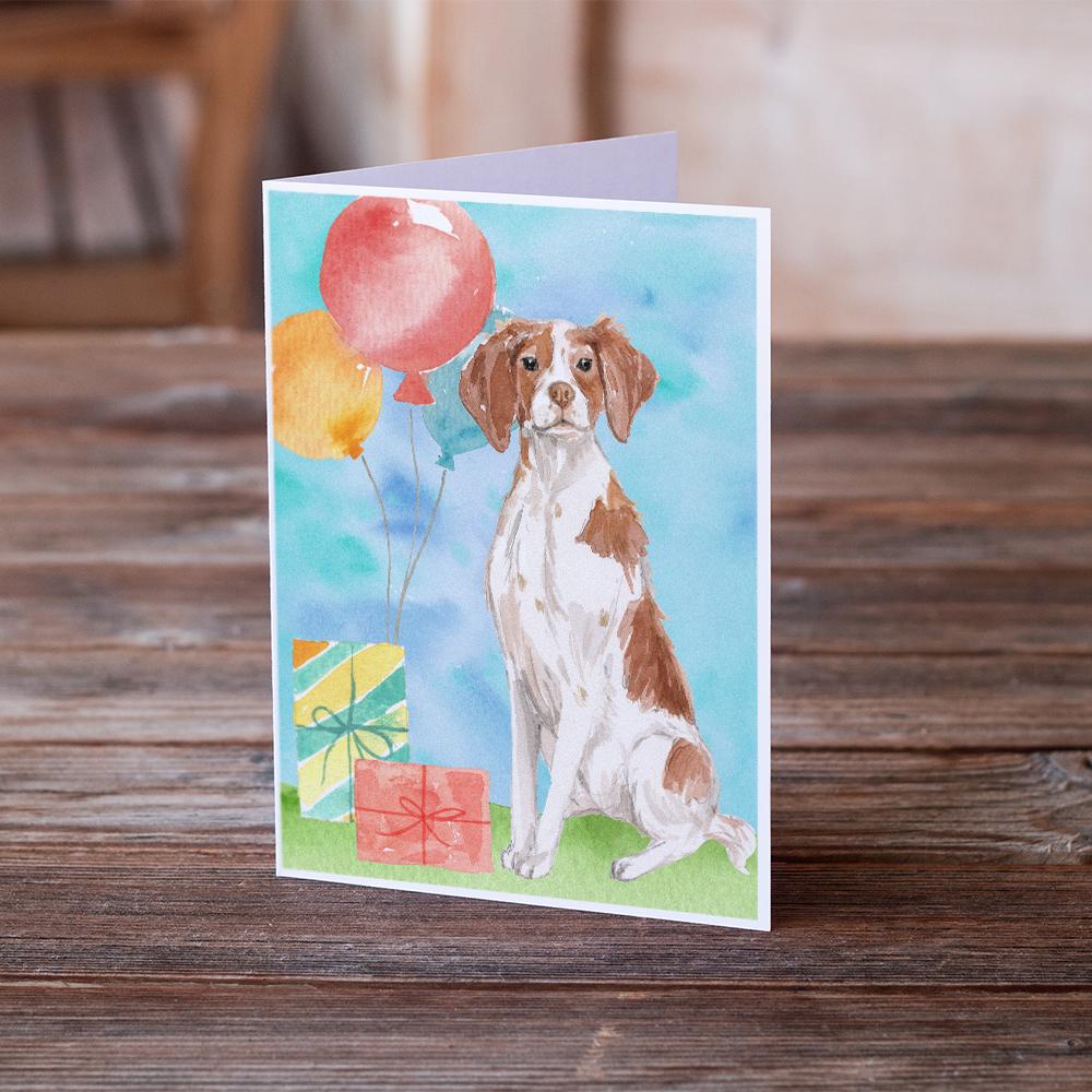 Happy Birthday Brittany Spaniel Greeting Cards Pack of 8 Blank Cards with Envelopes Whimsical A7 Size 5x7