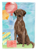 Happy Birthday Chocolate Labrador Retriever House Flag 28x40 Porch Sleeve Pole Decorative Outside Yard Banner Artwork Wall Hanging, Polyester