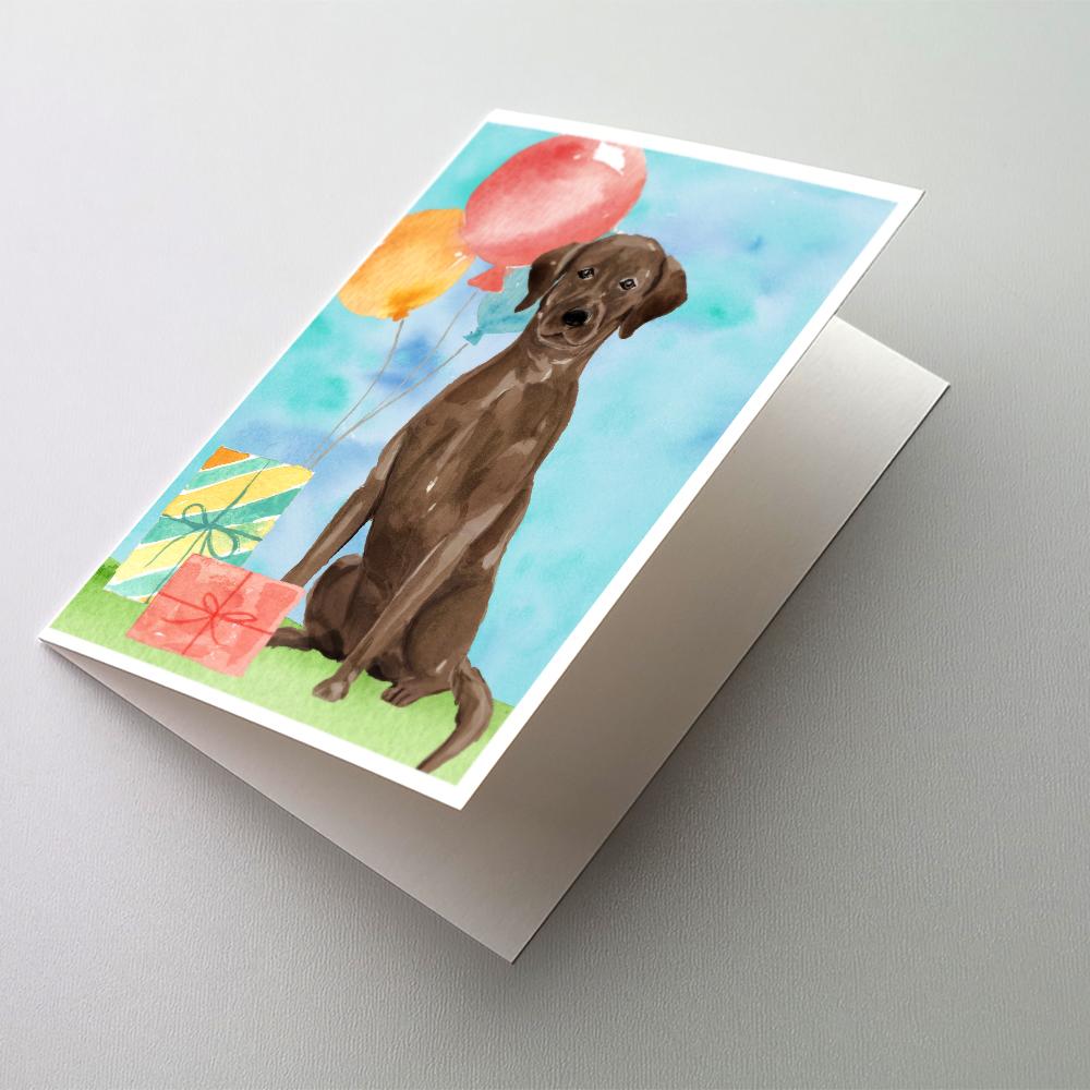 Happy Birthday Chocolate Labrador Retriever Greeting Cards Pack of 8 Blank Cards with Envelopes Whimsical A7 Size 5x7
