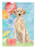 Happy Birthday Yellow Labrador Retriever House Flag 28x40 Porch Sleeve Pole Decorative Outside Yard Banner Artwork Wall Hanging, Polyester