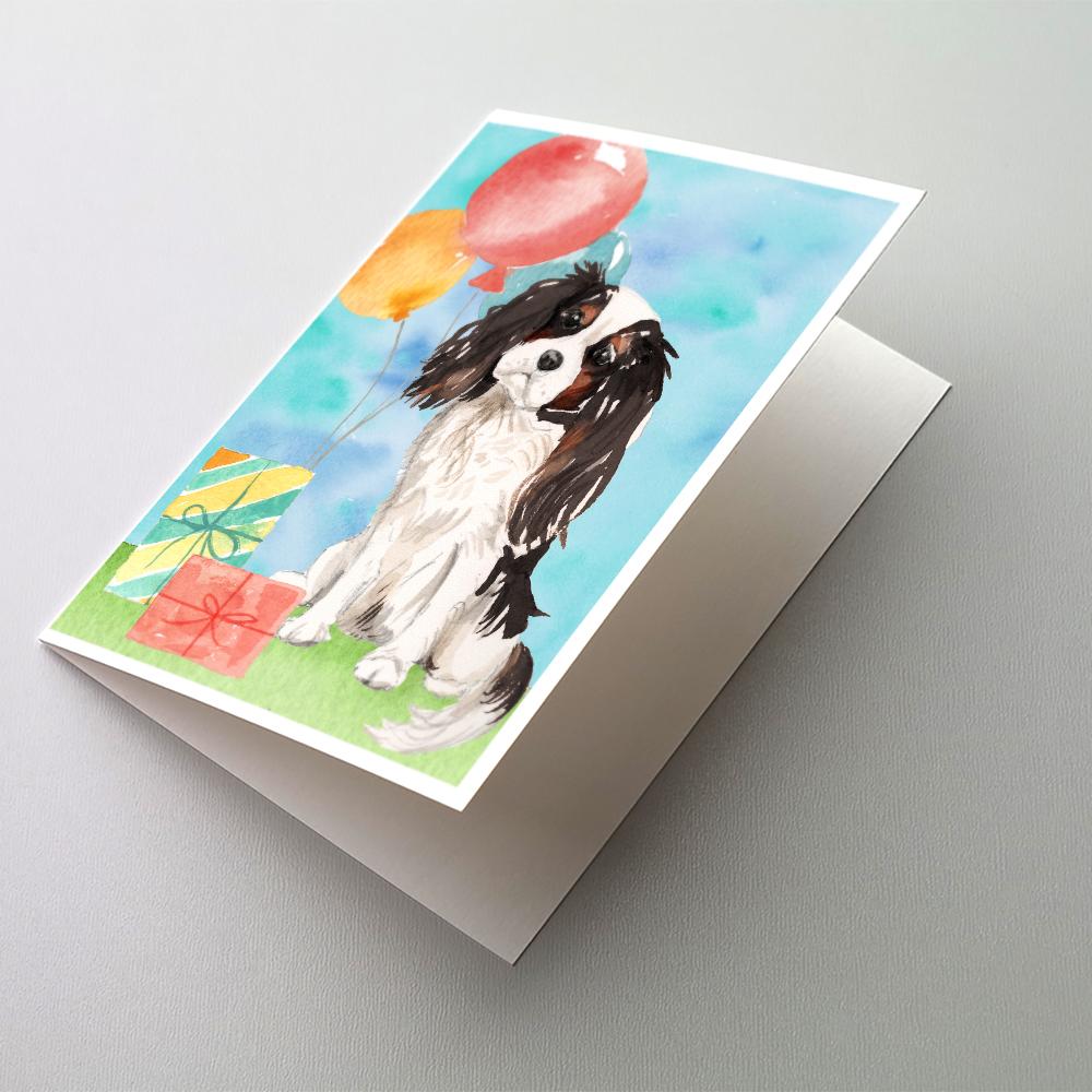 Happy Birthday Tricolor Cavalier Spaniel Greeting Cards Pack of 8 Blank Cards with Envelopes Whimsical A7 Size 5x7