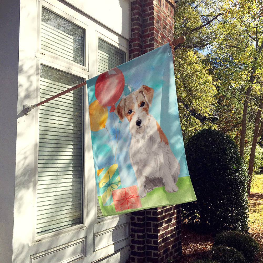 Happy Birthday Jack Russell Terrier House Flag 28x40 Porch Sleeve Pole Decorative Outside Yard Banner Artwork Wall Hanging, Polyester