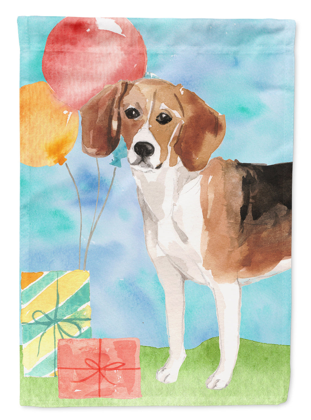 Happy Birthday Beagle House Flag 28x40 Porch Sleeve Pole Decorative Outside Yard Banner Artwork Wall Hanging, Polyester