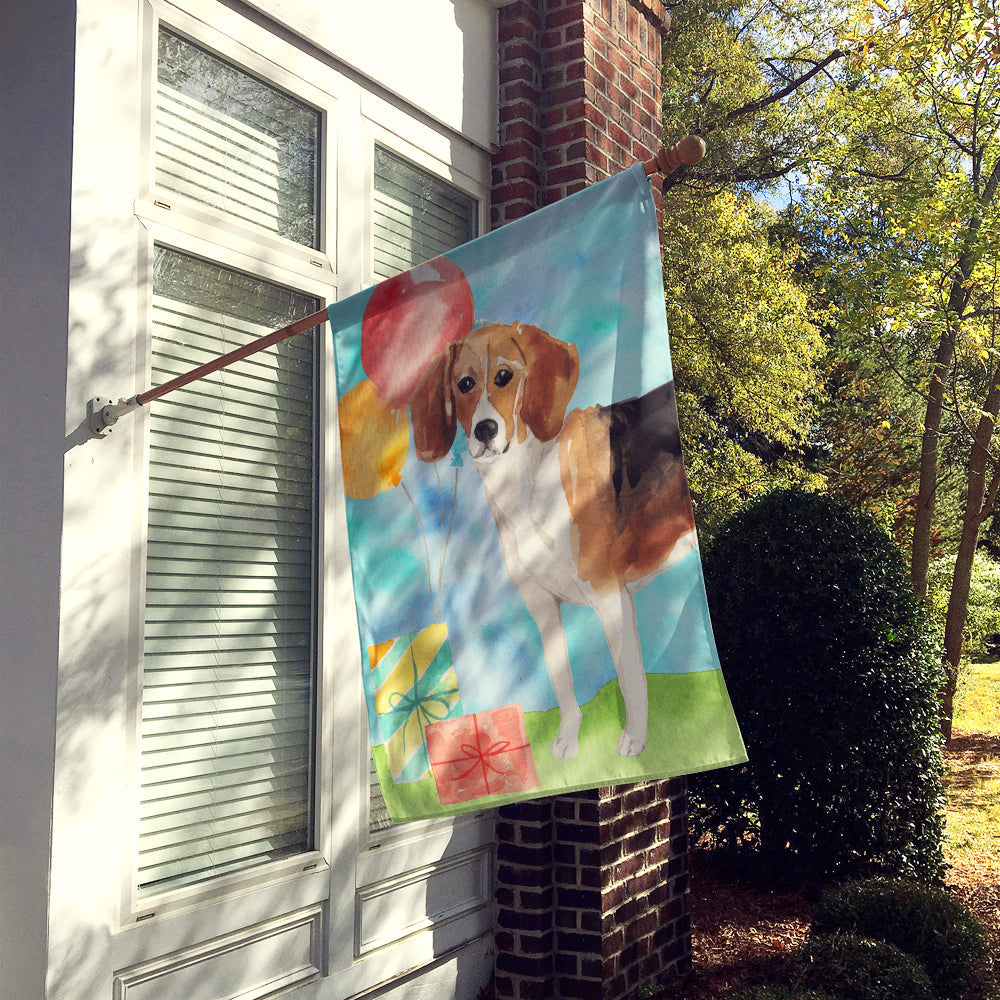 Happy Birthday Beagle House Flag 28x40 Porch Sleeve Pole Decorative Outside Yard Banner Artwork Wall Hanging, Polyester