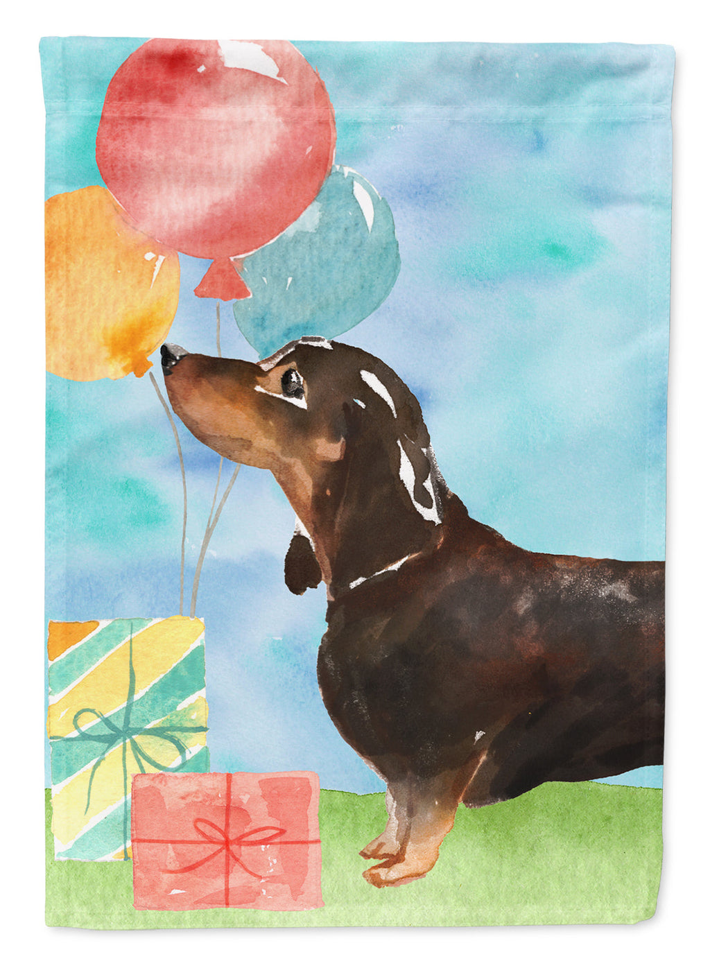 Happy Birthday Black and Tan Dachshund House Flag 28x40 Porch Sleeve Pole Decorative Outside Yard Banner Artwork Wall Hanging, Polyester