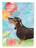 Happy Birthday Black and Tan Dachshund House Flag 28x40 Porch Sleeve Pole Decorative Outside Yard Banner Artwork Wall Hanging, Polyester