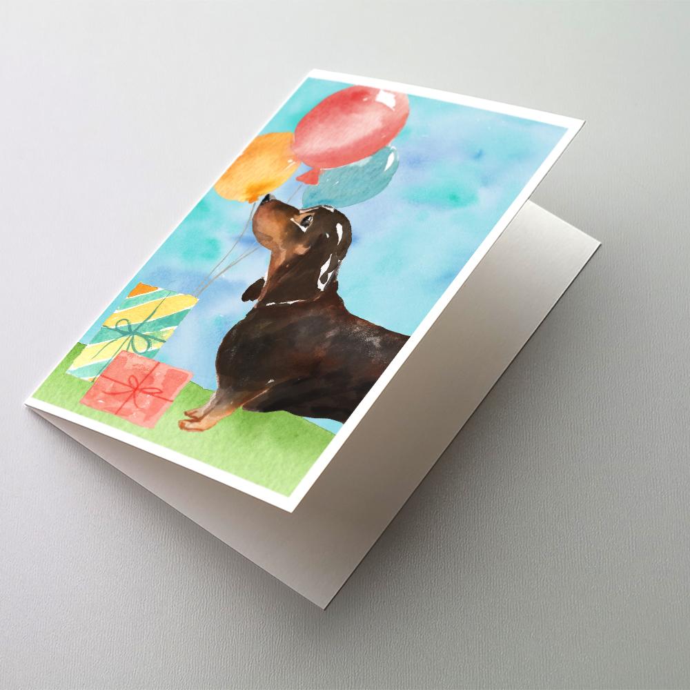 Happy Birthday Black and Tan Dachshund Greeting Cards Pack of 8 Blank Cards with Envelopes Whimsical A7 Size 5x7
