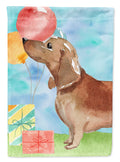 Happy Birthday Red Dachshund House Flag 28x40 Porch Sleeve Pole Decorative Outside Yard Banner Artwork Wall Hanging, Polyester