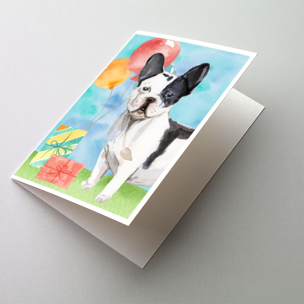 Happy Birthday French Bulldog Greeting Cards Pack of 8 Blank Cards with Envelopes Whimsical A7 Size 5x7