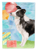 Happy Birthday Border Collie House Flag 28x40 Porch Sleeve Pole Decorative Outside Yard Banner Artwork Wall Hanging, Polyester
