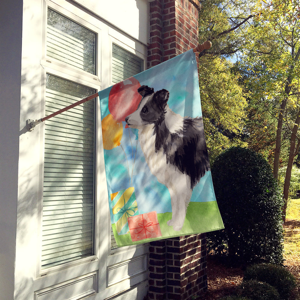 Happy Birthday Border Collie House Flag 28x40 Porch Sleeve Pole Decorative Outside Yard Banner Artwork Wall Hanging, Polyester