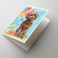 Happy Birthday Brown Cockapoo Greeting Cards Pack of 8 Blank Cards with Envelopes Whimsical A7 Size 5x7