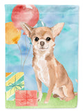 Happy Birthday Chihuahua House Flag 28x40 Porch Sleeve Pole Decorative Outside Yard Banner Artwork Wall Hanging, Polyester