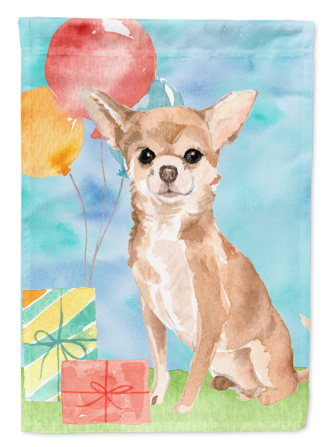 Happy Birthday Chihuahua House Flag 28x40 Porch Sleeve Pole Decorative Outside Yard Banner Artwork Wall Hanging, Polyester