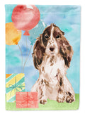 Happy Birthday Chocolate Parti Cocker Spaniel House Flag 28x40 Porch Sleeve Pole Decorative Outside Yard Banner Artwork Wall Hanging, Polyester
