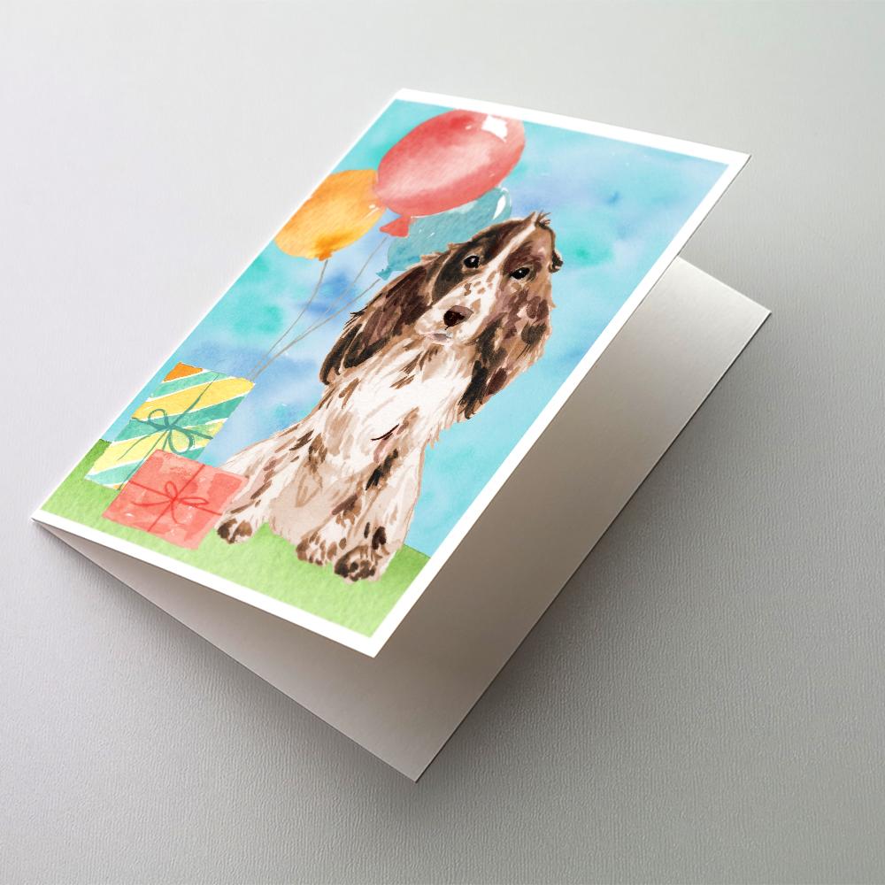 Happy Birthday Chocolate Parti Cocker Spaniel Greeting Cards Pack of 8 Blank Cards with Envelopes Whimsical A7 Size 5x7