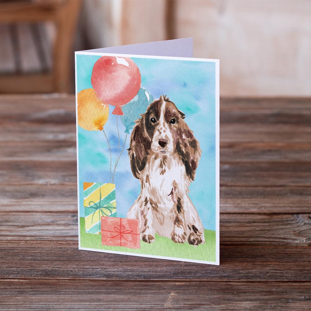Happy Birthday Chocolate Parti Cocker Spaniel Greeting Cards Pack of 8 Blank Cards with Envelopes Whimsical A7 Size 5x7