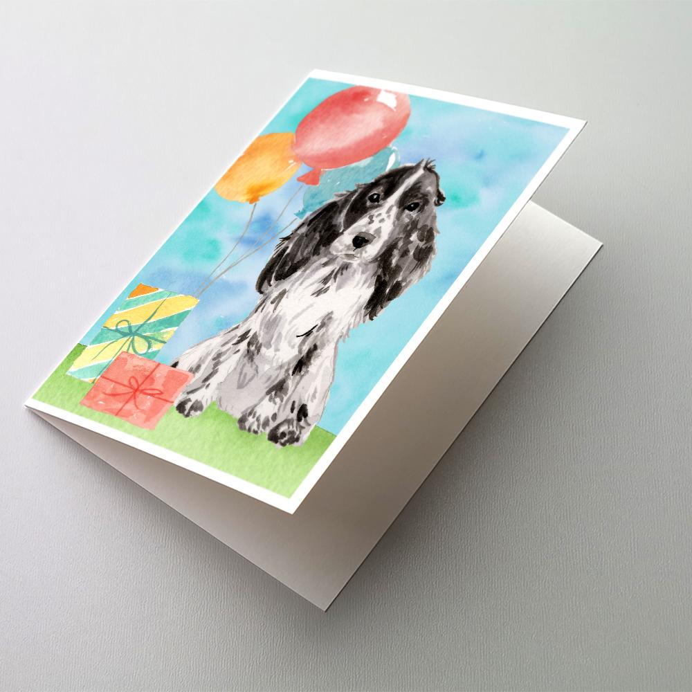 Happy Birthday Black Parti Cocker Spaniel Greeting Cards Pack of 8 Blank Cards with Envelopes Whimsical A7 Size 5x7
