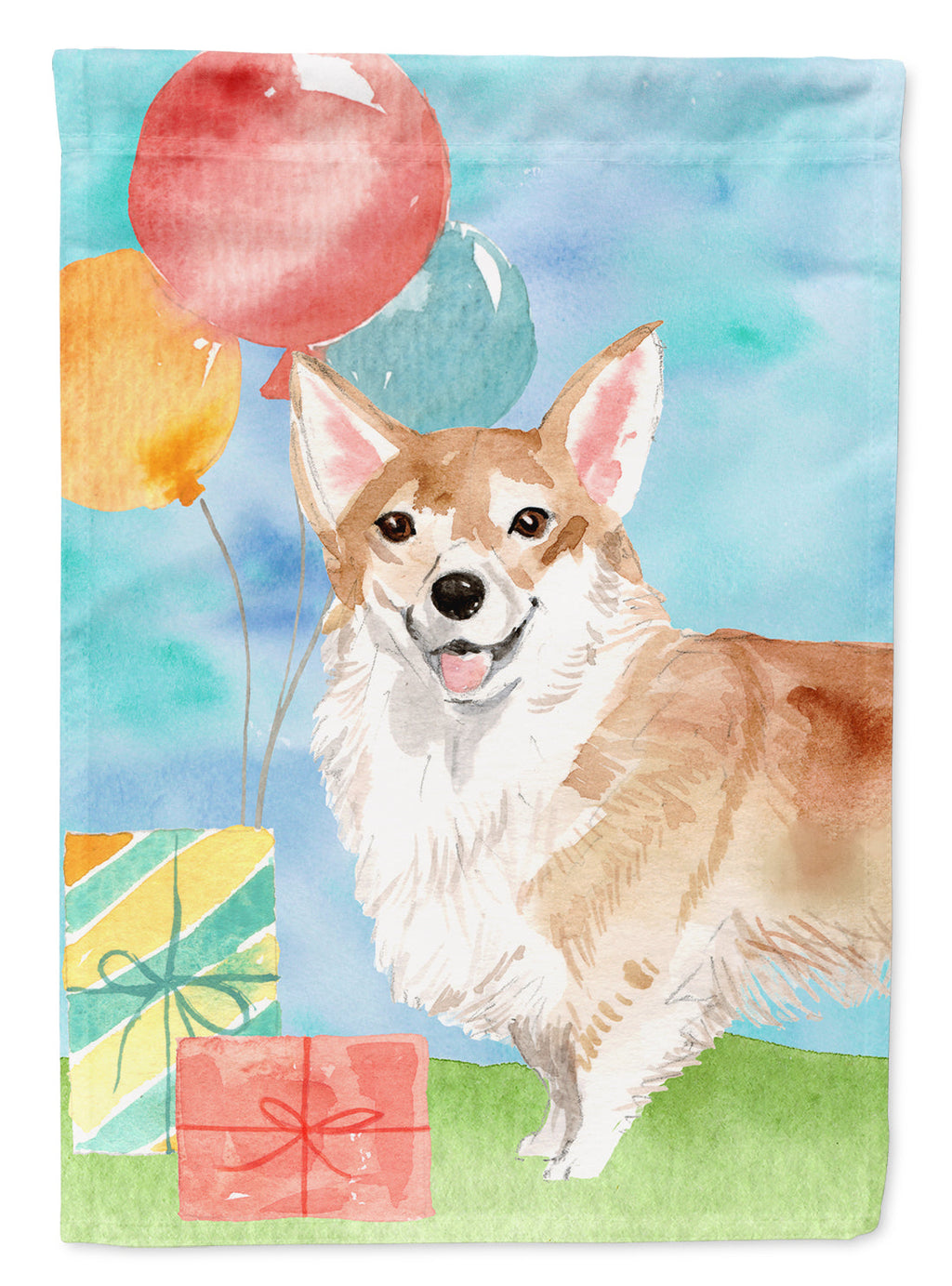 Happy Birthday Corgi House Flag 28x40 Porch Sleeve Pole Decorative Outside Yard Banner Artwork Wall Hanging, Polyester
