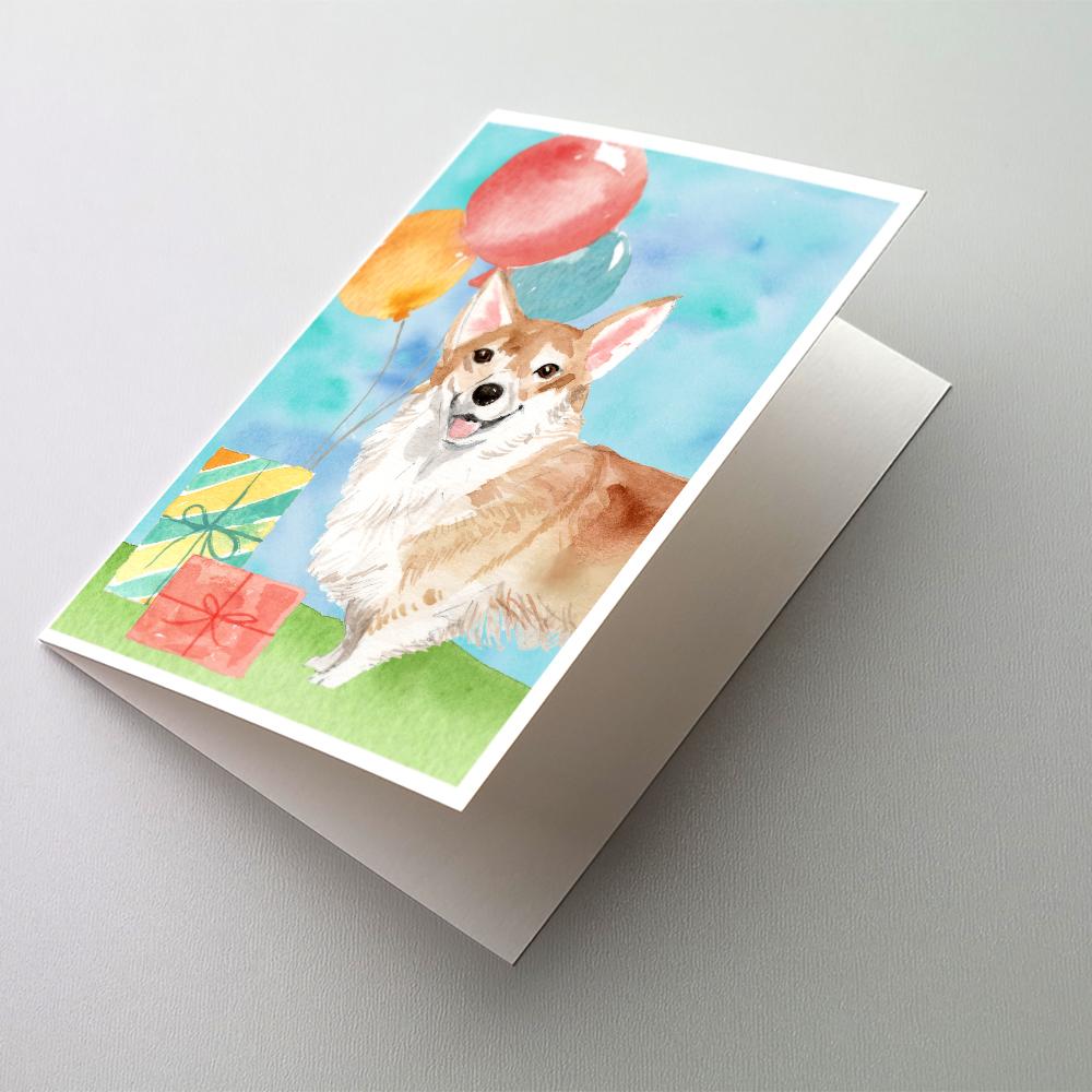 Happy Birthday Corgi Greeting Cards Pack of 8 Blank Cards with Envelopes Whimsical A7 Size 5x7