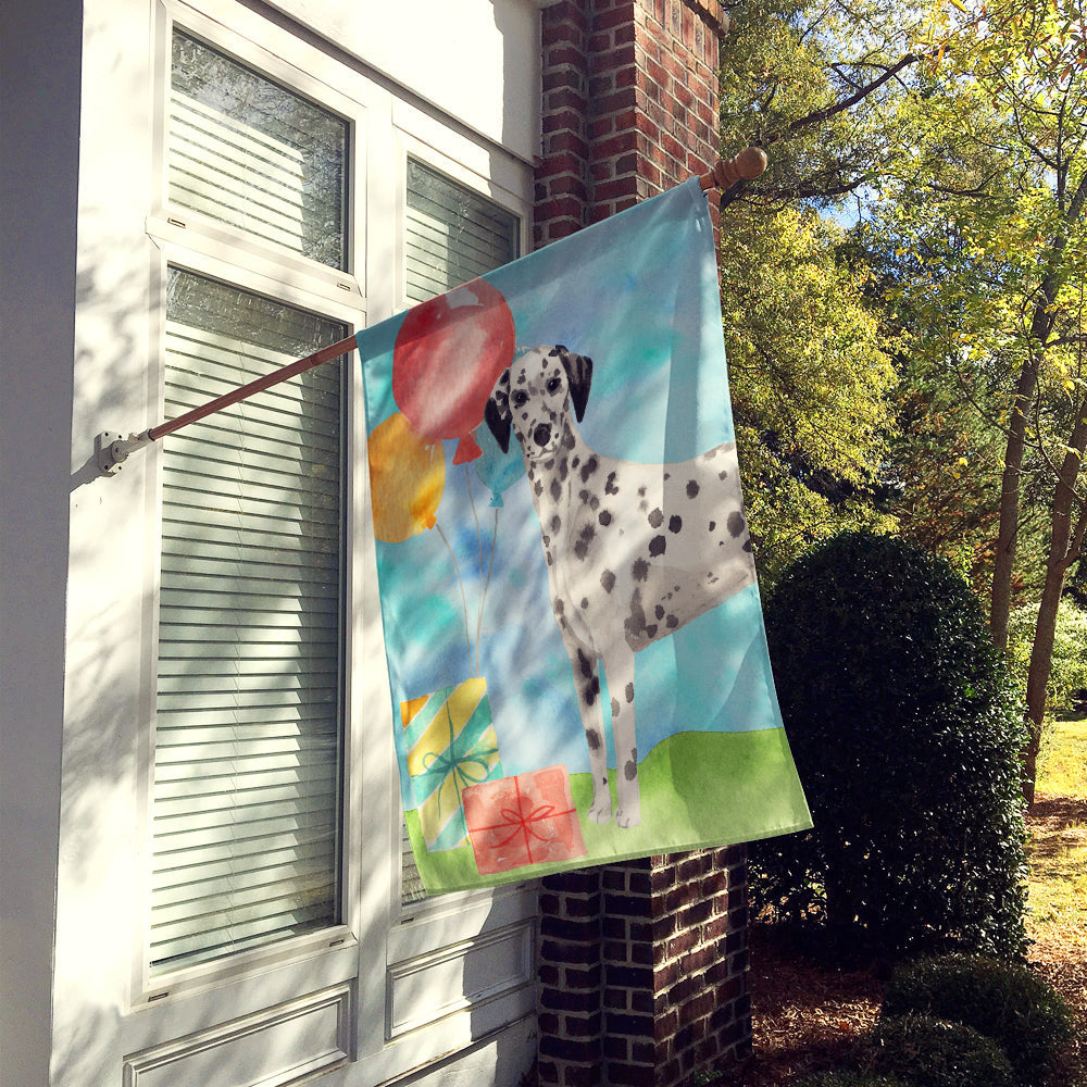 Happy Birthday Dalmatian House Flag 28x40 Porch Sleeve Pole Decorative Outside Yard Banner Artwork Wall Hanging, Polyester
