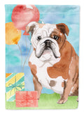 Happy Birthday English Bulldog House Flag 28x40 Porch Sleeve Pole Decorative Outside Yard Banner Artwork Wall Hanging, Polyester