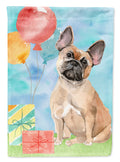 Happy Birthday Fawn French Bulldog House Flag 28x40 Porch Sleeve Pole Decorative Outside Yard Banner Artwork Wall Hanging, Polyester