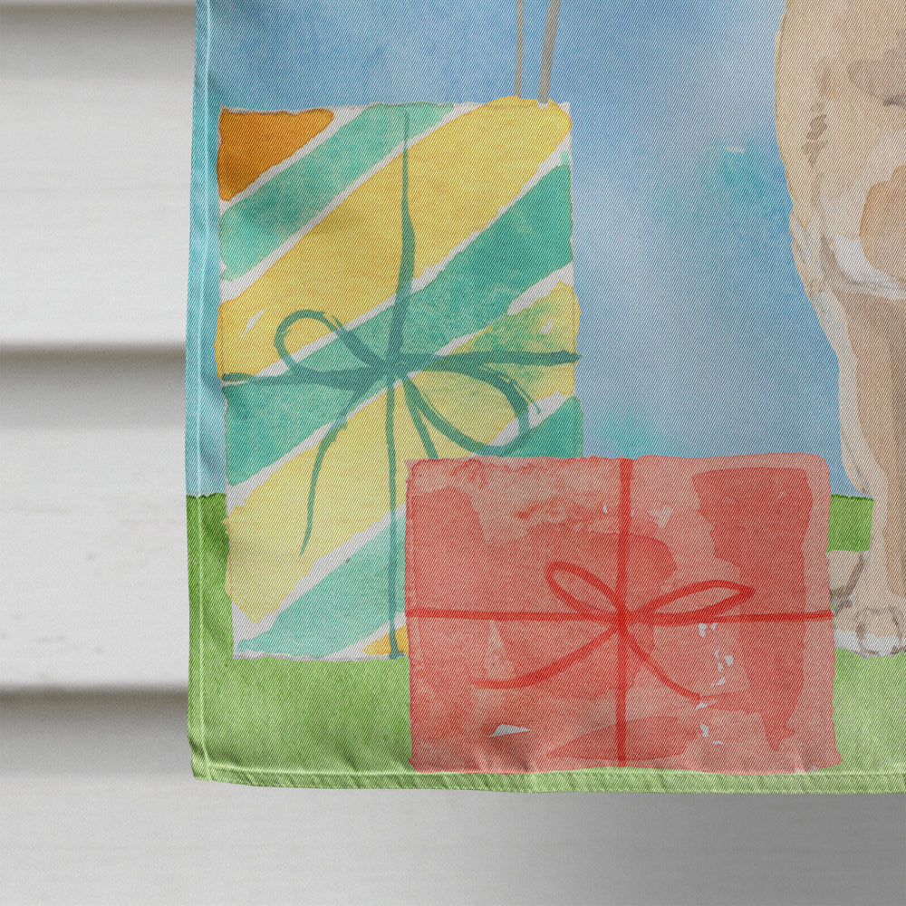 Happy Birthday Fawn French Bulldog House Flag 28x40 Porch Sleeve Pole Decorative Outside Yard Banner Artwork Wall Hanging, Polyester